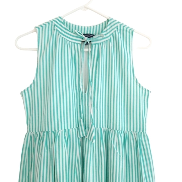 DUFFIELD Lane Teal Striped Midi Dress - Picture 5 of 11